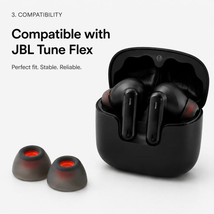 Kit de 4 pares de almohadillas de silicona de repuesto XDcase, tamaños XS/S/M/L, cepillo de limpieza de color aleatorio, For JBL Tune Flex / Flex 2 / 220TWS