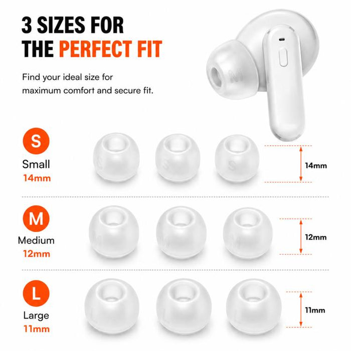 Kit de 3 pares de almohadillas de silicona de repuesto XDcase, tamaños S/M/L, cepillo de limpieza de color aleatorio, For JBL Tune Buds / Buds 2 / 225TWS
