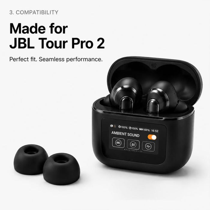 Kit de 3 pares de almohadillas de silicona de repuesto XDcase, tamaños S/M/L, cepillo de limpieza de color aleatorio, For JBL Tour Pro 2 / Tour Pro 3