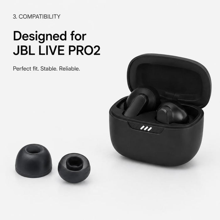Kit de 3 pares de almohadillas de silicona de repuesto XDcase, tamaños S/M/L, cepillo de limpieza de color aleatorio, For JBL Live Pro 2