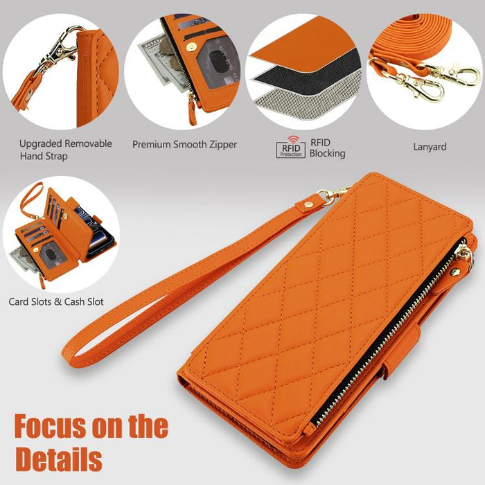 Bolso bandolera Diamond con 9 ranuras para tarjetas y cremallera, funda para teléfono de piel vegana., For iPhone 17 Pro Max, For iPhone 17 Pro, For iPhone 16 Pro Max, For iPhone 16 Pro, For iPhone 15 Pro Max, For iPhone 15 Pro, For iPhone 14 Pro      ...