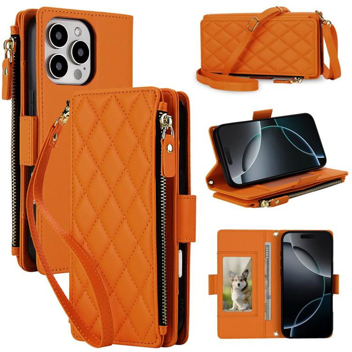 Bolso bandolera Diamond con 9 ranuras para tarjetas y cremallera, funda para teléfono de piel vegana., For iPhone 17 Pro Max, For iPhone 17 Pro, For iPhone 16 Pro Max, For iPhone 16 Pro, For iPhone 15 Pro Max, For iPhone 15 Pro, For iPhone 14 Pro      ...