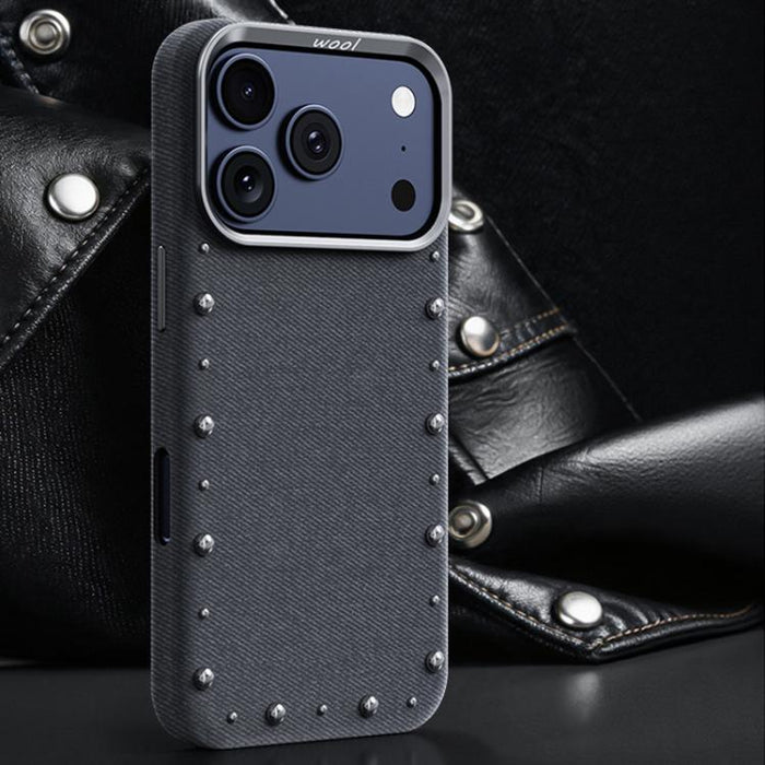 Funda magnética para teléfono de cobertura total con textura vaquera de la serie Rivet, For iPhone 17 Pro Max, For iPhone 17 Pro, For iPhone 17, For iPhone Air, For iPhone 16 Pro Max, For iPhone 16 Pro, For iPhone 16 Plus, For iPhone 16                ...