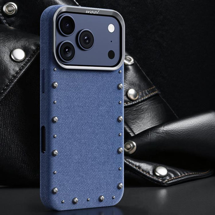 Funda magnética para teléfono de cobertura total con textura vaquera de la serie Rivet, For iPhone 17 Pro Max, For iPhone 17 Pro, For iPhone 17, For iPhone Air, For iPhone 16 Pro Max, For iPhone 16 Pro, For iPhone 16 Plus, For iPhone 16                ...
