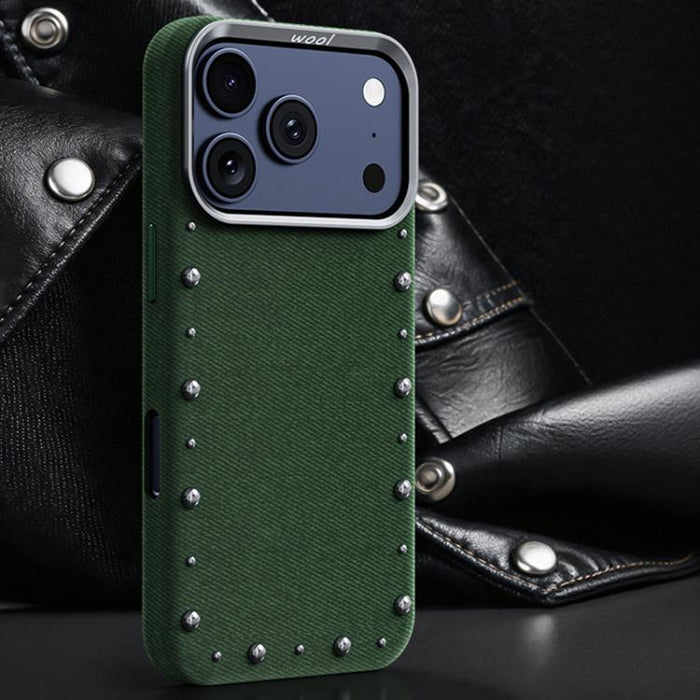 Funda magnética para teléfono de cobertura total con textura vaquera de la serie Rivet, For iPhone 17 Pro Max, For iPhone 17 Pro, For iPhone 17, For iPhone Air, For iPhone 16 Pro Max, For iPhone 16 Pro, For iPhone 16 Plus, For iPhone 16                ...