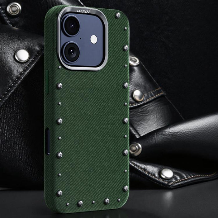 Funda magnética para teléfono de cobertura total con textura vaquera de la serie Rivet, For iPhone 17 Pro Max, For iPhone 17 Pro, For iPhone 17, For iPhone Air, For iPhone 16 Pro Max, For iPhone 16 Pro, For iPhone 16 Plus, For iPhone 16                ...