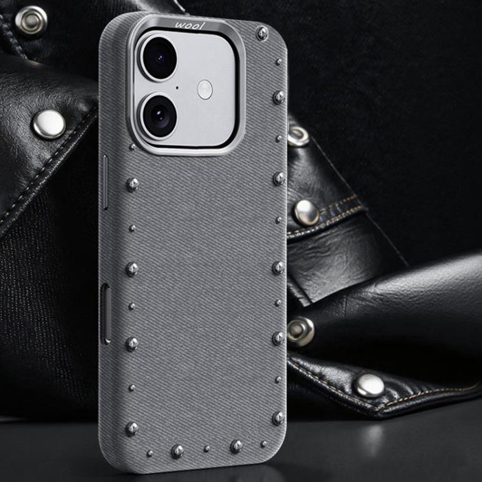 Funda magnética para teléfono de cobertura total con textura vaquera de la serie Rivet, For iPhone 17 Pro Max, For iPhone 17 Pro, For iPhone 17, For iPhone Air, For iPhone 16 Pro Max, For iPhone 16 Pro, For iPhone 16 Plus, For iPhone 16                ...
