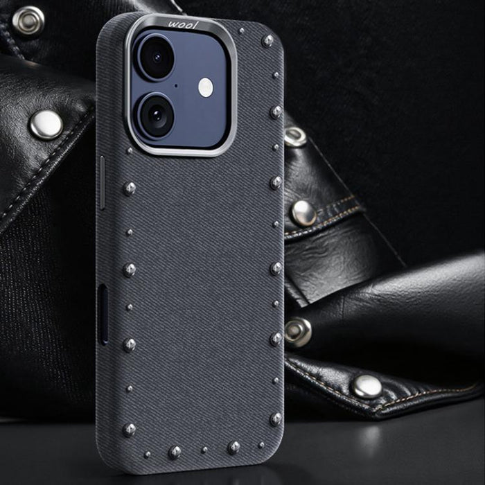 Funda magnética para teléfono de cobertura total con textura vaquera de la serie Rivet, For iPhone 17 Pro Max, For iPhone 17 Pro, For iPhone 17, For iPhone Air, For iPhone 16 Pro Max, For iPhone 16 Pro, For iPhone 16 Plus, For iPhone 16                ...