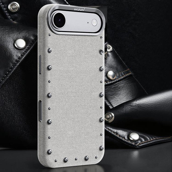 Funda magnética para teléfono de cobertura total con textura vaquera de la serie Rivet, For iPhone 17 Pro Max, For iPhone 17 Pro, For iPhone 17, For iPhone Air, For iPhone 16 Pro Max, For iPhone 16 Pro, For iPhone 16 Plus, For iPhone 16                ...