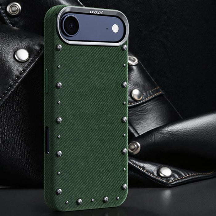 Funda magnética para teléfono de cobertura total con textura vaquera de la serie Rivet, For iPhone 17 Pro Max, For iPhone 17 Pro, For iPhone 17, For iPhone Air, For iPhone 16 Pro Max, For iPhone 16 Pro, For iPhone 16 Plus, For iPhone 16                ...