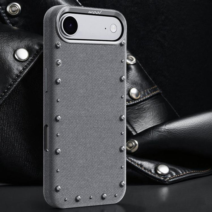Funda magnética para teléfono de cobertura total con textura vaquera de la serie Rivet, For iPhone 17 Pro Max, For iPhone 17 Pro, For iPhone 17, For iPhone Air, For iPhone 16 Pro Max, For iPhone 16 Pro, For iPhone 16 Plus, For iPhone 16                ...