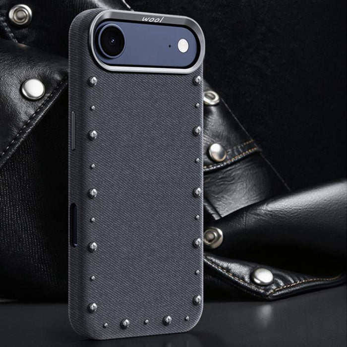 Funda magnética para teléfono de cobertura total con textura vaquera de la serie Rivet, For iPhone 17 Pro Max, For iPhone 17 Pro, For iPhone 17, For iPhone Air, For iPhone 16 Pro Max, For iPhone 16 Pro, For iPhone 16 Plus, For iPhone 16                ...
