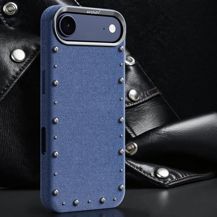 Funda magnética para teléfono de cobertura total con textura vaquera de la serie Rivet, For iPhone 17 Pro Max, For iPhone 17 Pro, For iPhone 17, For iPhone Air, For iPhone 16 Pro Max, For iPhone 16 Pro, For iPhone 16 Plus, For iPhone 16                ...