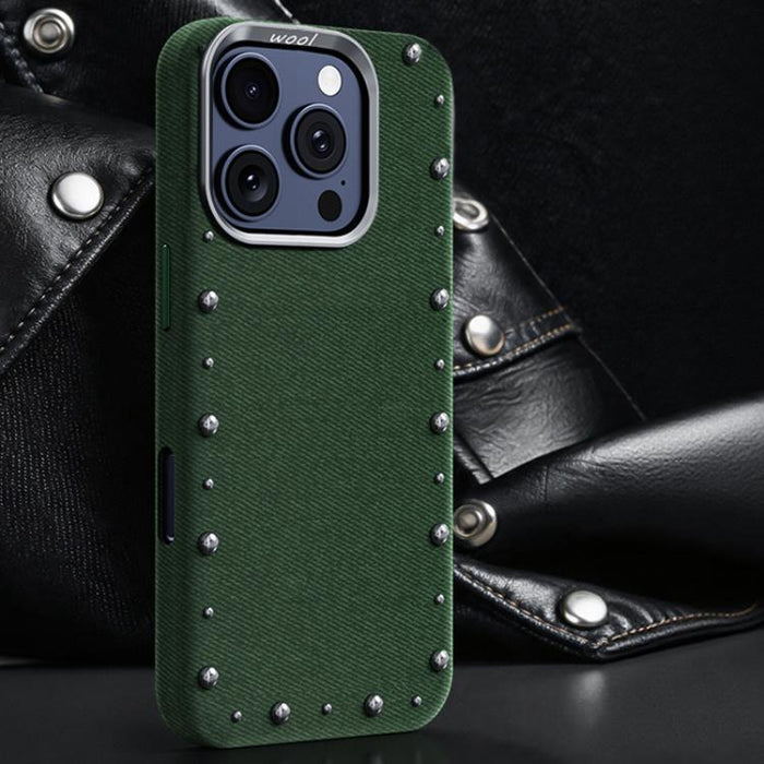 Funda magnética para teléfono de cobertura total con textura vaquera de la serie Rivet, For iPhone 17 Pro Max, For iPhone 17 Pro, For iPhone 17, For iPhone Air, For iPhone 16 Pro Max, For iPhone 16 Pro, For iPhone 16 Plus, For iPhone 16                ...