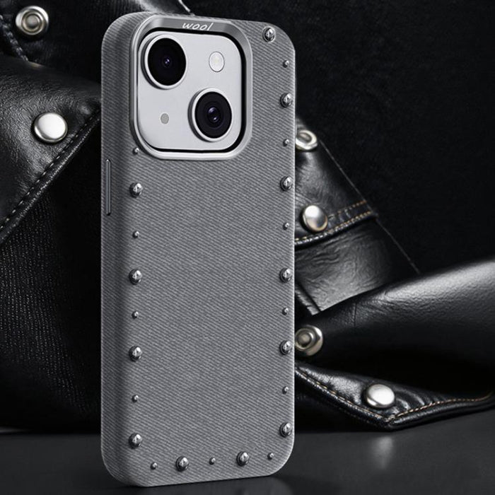 Funda magnética para teléfono de cobertura total con textura vaquera de la serie Rivet, For iPhone 17 Pro Max, For iPhone 17 Pro, For iPhone 17, For iPhone Air, For iPhone 16 Pro Max, For iPhone 16 Pro, For iPhone 16 Plus, For iPhone 16                ...