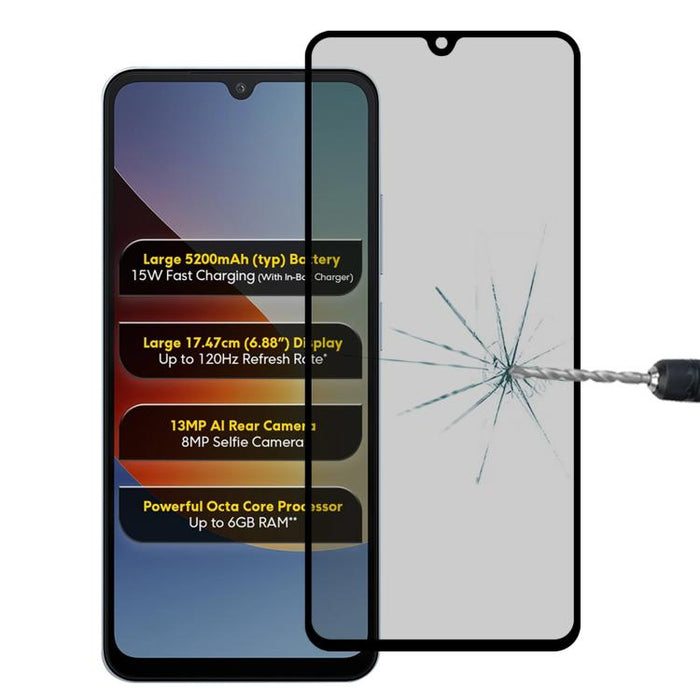 Protector de pantalla de vidrio templado con serigrafía anti-espía de cobertura total, For Redmi 17C 4G, For Xiaomi Poco C81x 4G