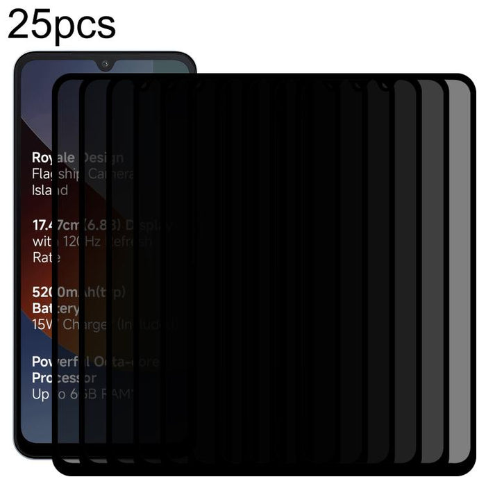 25 láminas de protección de pantalla de vidrio templado con serigrafía anti-espía de cobertura total, For Redmi 17C 4G, For Xiaomi Poco C81x 4G