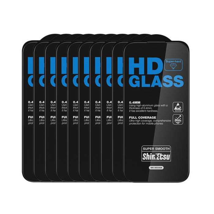 WK WTP-137 10 unidades de lámina de vidrio templado HD curva 6D a prueba de polvo, For iPhone 17e / 16e / 14 / 13 Pro, For iPhone 17 Pro Max, For iPhone 17 Pro, For iPhone 17 / 16 Pro, For iPhone Air, For iPhone 16 Pro Max, For iPhone 16 Plus / 15 Plus...