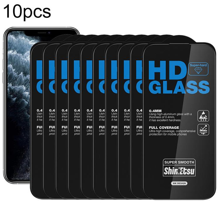 WK WTP-137 10 unidades de lámina de vidrio templado HD curva 6D a prueba de polvo, For iPhone 17e / 16e / 14 / 13 Pro, For iPhone 17 Pro Max, For iPhone 17 Pro, For iPhone 17 / 16 Pro, For iPhone Air, For iPhone 16 Pro Max, For iPhone 16 Plus / 15 Plus...