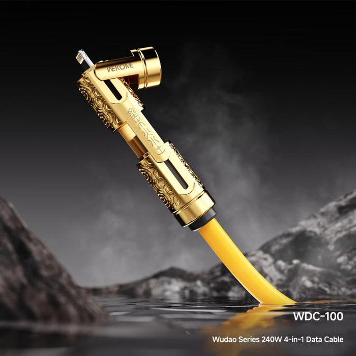 Cable de datos WK WDC-100 Wudao Series USB-A, Tipo-C a Tipo-C, 8 pines, 240 W, 4 en 1, 1.5m