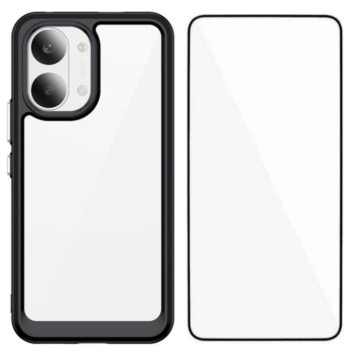 Funda para teléfono de TPU acrílico con botones galvanizados WANLONFENG y protector de pantalla, For Redmi Turbo 5 Max / Poco X8 Pro Max 5G, For Redmi Turbo 5 / Poco X8 Pro 5G, For Redmi Note 15 Pro+ 5G Global 163.3mm                                   ...