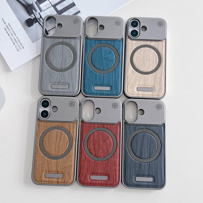 Funda magnética para teléfono de policarbonato con textura de madera y resistente a los golpes, For iPhone 13 Pro, For iPhone 12 Pro