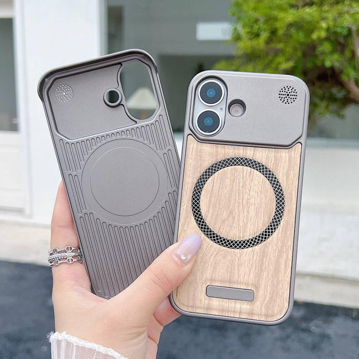 Funda magnética para teléfono de policarbonato con textura de madera y resistente a los golpes, For iPhone 13 Pro, For iPhone 12 Pro