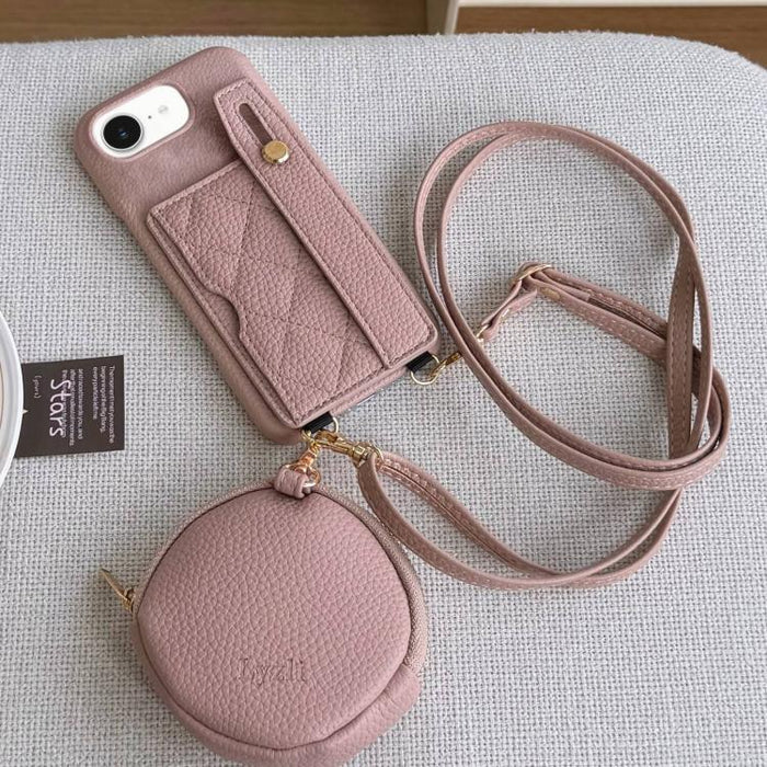Funda para teléfono de PU con diseño de diamantes, ranura para tarjeta y cartera pequeña., For iPhone 17e / 16e, For iPhone 17 Pro Max, For iPhone 17 Pro, For iPhone 17, For iPhone Air, For iPhone 16 Pro Max, For iPhone 16 Pro, For iPhone 16 Plus      ...