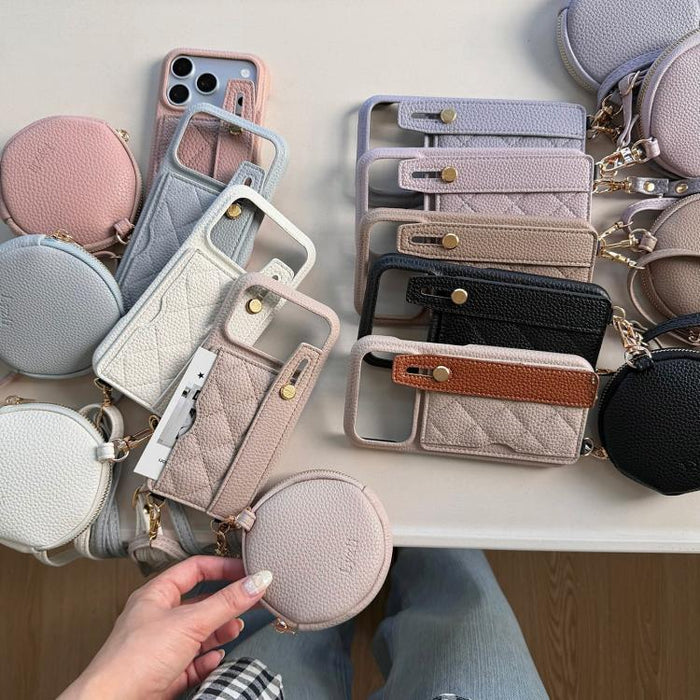 Funda para teléfono de PU con diseño de diamantes, ranura para tarjeta y cartera pequeña., For iPhone 17e / 16e, For iPhone 17 Pro Max, For iPhone 17 Pro, For iPhone 17, For iPhone Air, For iPhone 16 Pro Max, For iPhone 16 Pro, For iPhone 16 Plus      ...