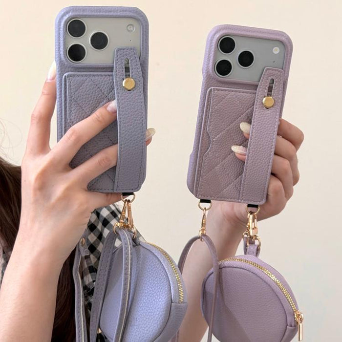 Funda para teléfono de PU con diseño de diamantes, ranura para tarjeta y cartera pequeña., For iPhone 17e / 16e, For iPhone 17 Pro Max, For iPhone 17 Pro, For iPhone 17, For iPhone Air, For iPhone 16 Pro Max, For iPhone 16 Pro, For iPhone 16 Plus      ...