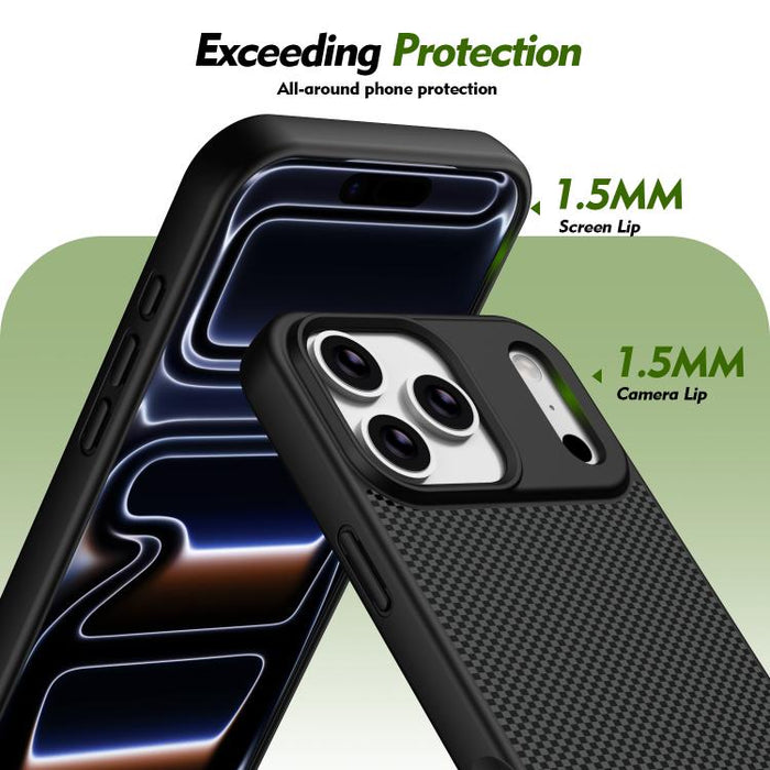Funda para teléfono magnética a prueba de golpes con borde suave de TPU con textura de fibra de carbono, For iPhone 17 Pro Max, For iPhone 17 Pro, For iPhone 17, For iPhone 16 Pro Max, For iPhone 16 Pro, For iPhone 16