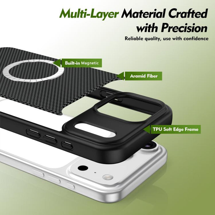 Funda para teléfono magnética a prueba de golpes con borde suave de TPU con textura de fibra de carbono, For iPhone 17 Pro Max, For iPhone 17 Pro, For iPhone 17, For iPhone 16 Pro Max, For iPhone 16 Pro, For iPhone 16