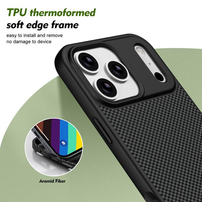 Funda para teléfono magnética a prueba de golpes con borde suave de TPU con textura de fibra de carbono, For iPhone 17 Pro Max, For iPhone 17 Pro, For iPhone 17, For iPhone 16 Pro Max, For iPhone 16 Pro, For iPhone 16
