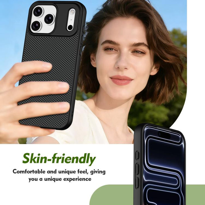 Funda para teléfono magnética a prueba de golpes con borde suave de TPU con textura de fibra de carbono, For iPhone 17 Pro Max, For iPhone 17 Pro, For iPhone 17, For iPhone 16 Pro Max, For iPhone 16 Pro, For iPhone 16