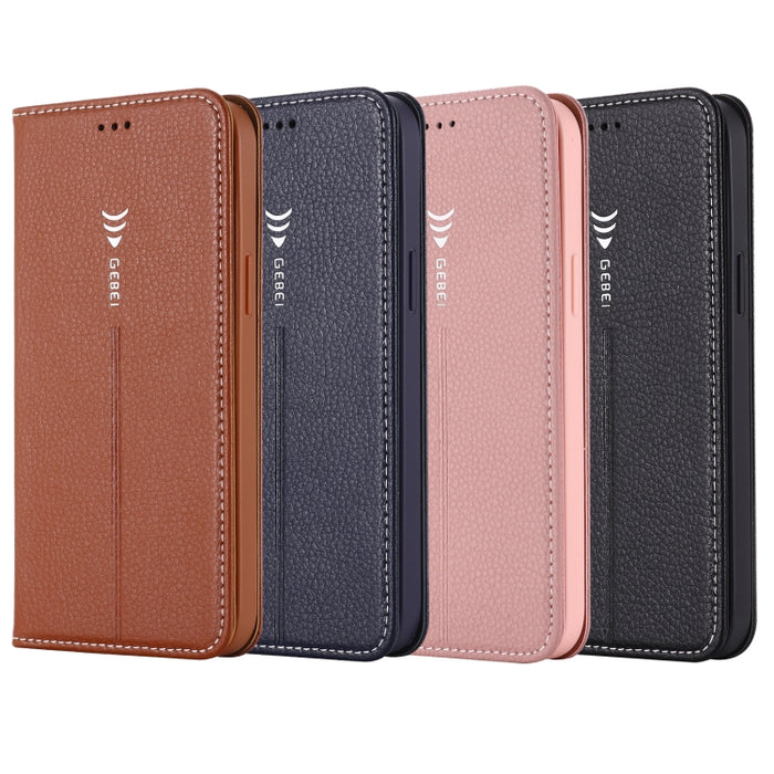 Estuche protector con tapa horizontal GEBEI PU + TPU con soporte y ranuras para tarjetas