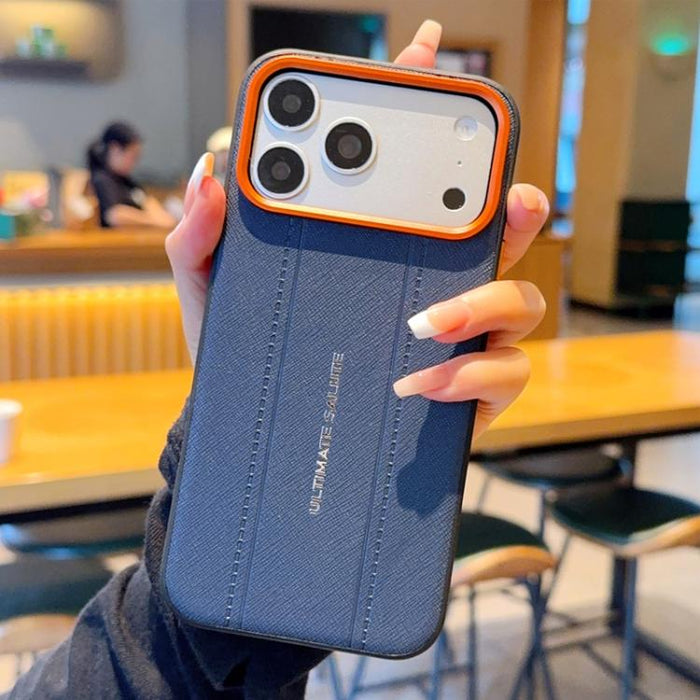 Funda para teléfono de cuero vegano con marco de lente de cámara de metal y botones, For iPhone 17 Pro Max, For iPhone 17 Pro, For iPhone 17, For iPhone Air, For iPhone 16 Pro Max, For iPhone 16 Pro, For iPhone 16 Plus, For iPhone 16                   ...