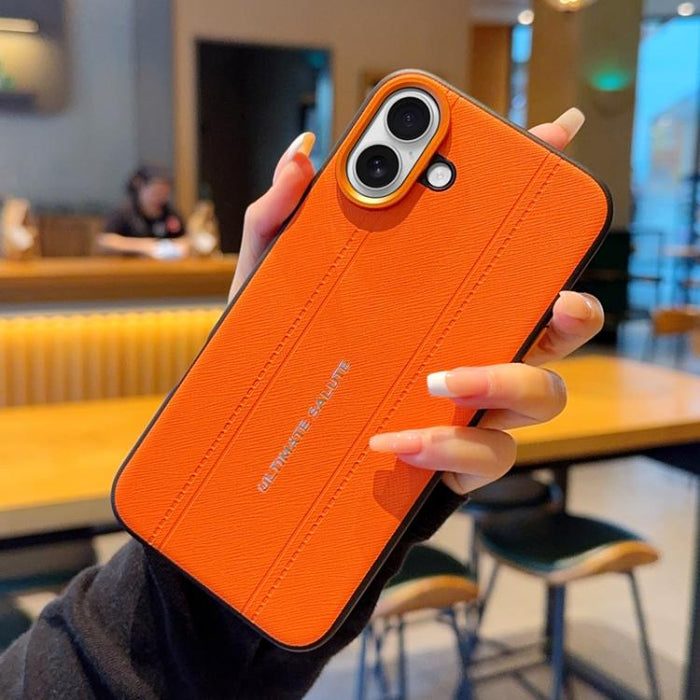 Funda para teléfono de cuero vegano con marco de lente de cámara de metal y botones, For iPhone 17 Pro Max, For iPhone 17 Pro, For iPhone 17, For iPhone Air, For iPhone 16 Pro Max, For iPhone 16 Pro, For iPhone 16 Plus, For iPhone 16                   ...