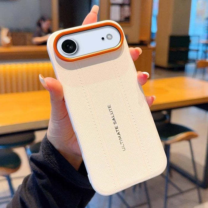 Funda para teléfono de cuero vegano con marco de lente de cámara de metal y botones, For iPhone 17 Pro Max, For iPhone 17 Pro, For iPhone 17, For iPhone Air, For iPhone 16 Pro Max, For iPhone 16 Pro, For iPhone 16 Plus, For iPhone 16                   ...