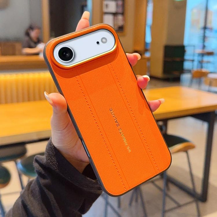 Funda para teléfono de cuero vegano con marco de lente de cámara de metal y botones, For iPhone 17 Pro Max, For iPhone 17 Pro, For iPhone 17, For iPhone Air, For iPhone 16 Pro Max, For iPhone 16 Pro, For iPhone 16 Plus, For iPhone 16                   ...