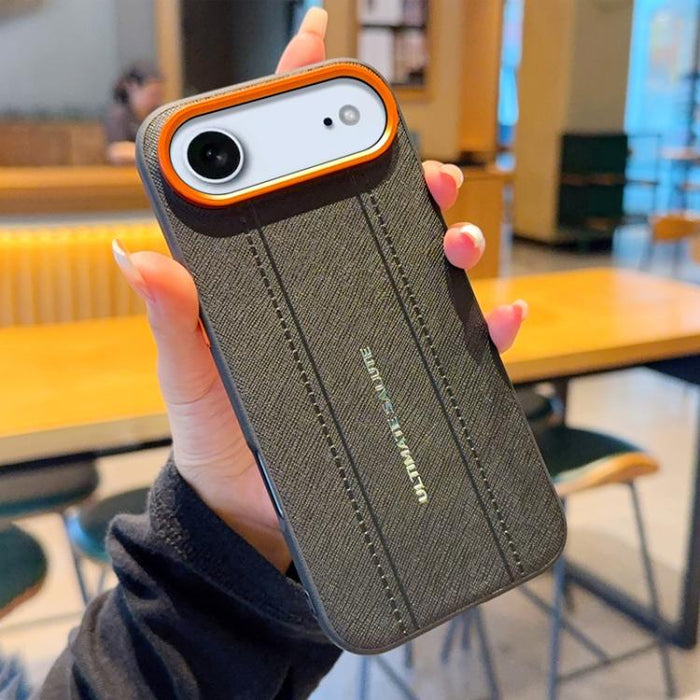 Funda para teléfono de cuero vegano con marco de lente de cámara de metal y botones, For iPhone 17 Pro Max, For iPhone 17 Pro, For iPhone 17, For iPhone Air, For iPhone 16 Pro Max, For iPhone 16 Pro, For iPhone 16 Plus, For iPhone 16                   ...