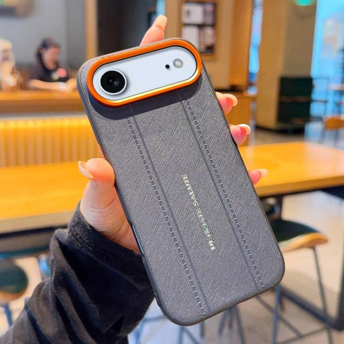 Funda para teléfono de cuero vegano con marco de lente de cámara de metal y botones, For iPhone 17 Pro Max, For iPhone 17 Pro, For iPhone 17, For iPhone Air, For iPhone 16 Pro Max, For iPhone 16 Pro, For iPhone 16 Plus, For iPhone 16                   ...