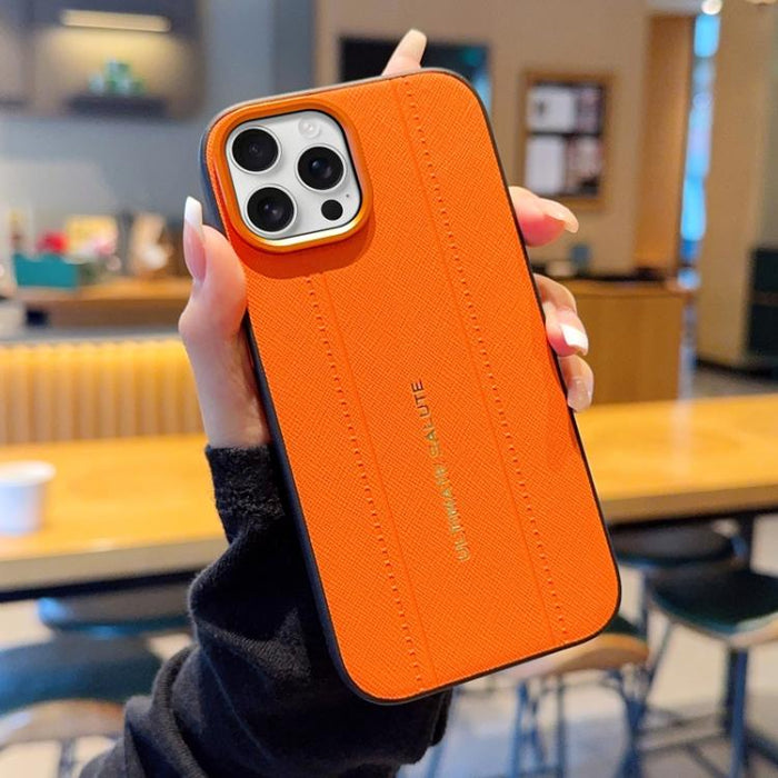 Funda para teléfono de cuero vegano con marco de lente de cámara de metal y botones, For iPhone 17 Pro Max, For iPhone 17 Pro, For iPhone 17, For iPhone Air, For iPhone 16 Pro Max, For iPhone 16 Pro, For iPhone 16 Plus, For iPhone 16                   ...