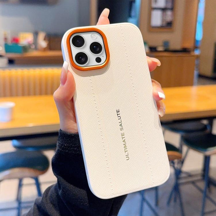 Funda para teléfono de cuero vegano con marco de lente de cámara de metal y botones, For iPhone 17 Pro Max, For iPhone 17 Pro, For iPhone 17, For iPhone Air, For iPhone 16 Pro Max, For iPhone 16 Pro, For iPhone 16 Plus, For iPhone 16                   ...