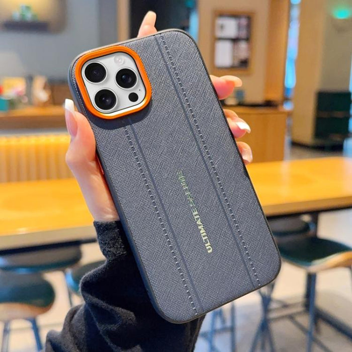 Funda para teléfono de cuero vegano con marco de lente de cámara de metal y botones, For iPhone 17 Pro Max, For iPhone 17 Pro, For iPhone 17, For iPhone Air, For iPhone 16 Pro Max, For iPhone 16 Pro, For iPhone 16 Plus, For iPhone 16                   ...