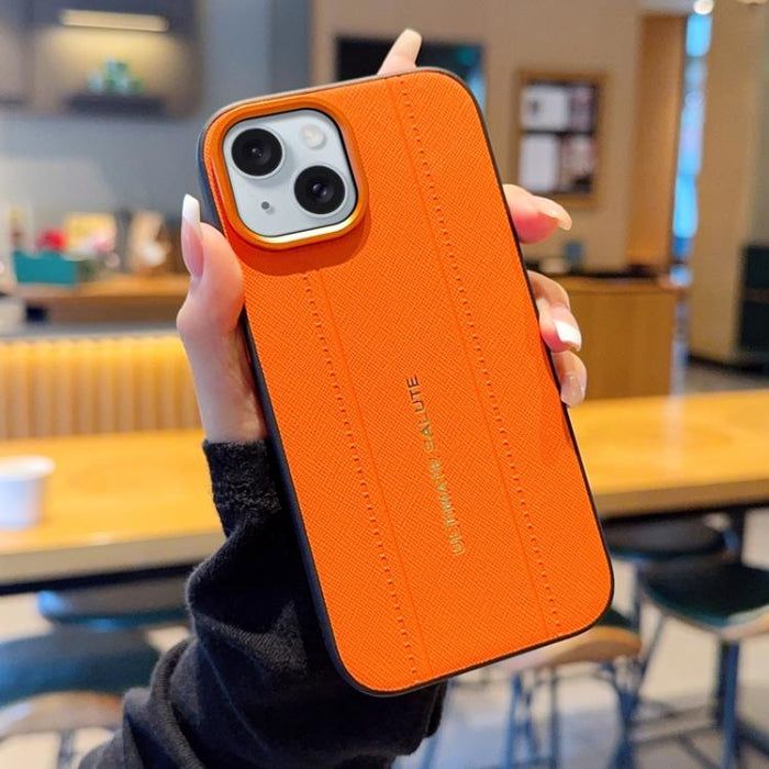 Funda para teléfono de cuero vegano con marco de lente de cámara de metal y botones, For iPhone 17 Pro Max, For iPhone 17 Pro, For iPhone 17, For iPhone Air, For iPhone 16 Pro Max, For iPhone 16 Pro, For iPhone 16 Plus, For iPhone 16                   ...