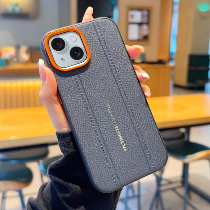 Funda para teléfono de cuero vegano con marco de lente de cámara de metal y botones, For iPhone 17 Pro Max, For iPhone 17 Pro, For iPhone 17, For iPhone Air, For iPhone 16 Pro Max, For iPhone 16 Pro, For iPhone 16 Plus, For iPhone 16                   ...