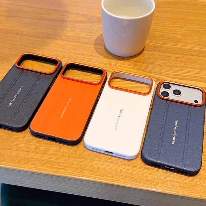 Funda para teléfono de cuero vegano con marco de lente de cámara de metal y botones, For iPhone 17 Pro Max, For iPhone 17 Pro, For iPhone 17, For iPhone Air, For iPhone 16 Pro Max, For iPhone 16 Pro, For iPhone 16 Plus, For iPhone 16                   ...