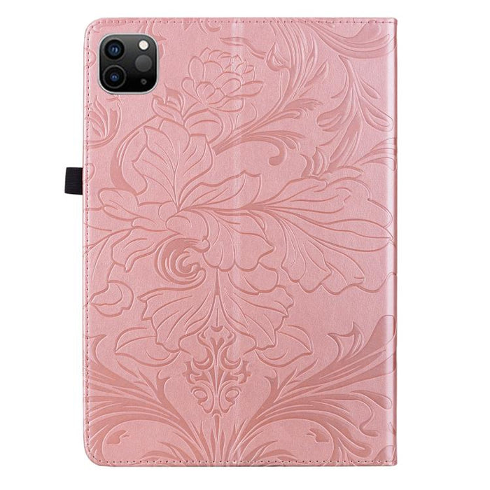 Funda para tablet de piel vegana con estampado floral en relieve, For iPad Pro 12.9 2020 2021