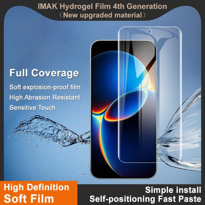 Película de hidrogel para pantalla de cobertura total de cuarta generación de imak, compatible con desbloqueo por huella dactilar., For Redmi K90 Max 5G / K80 Ultra