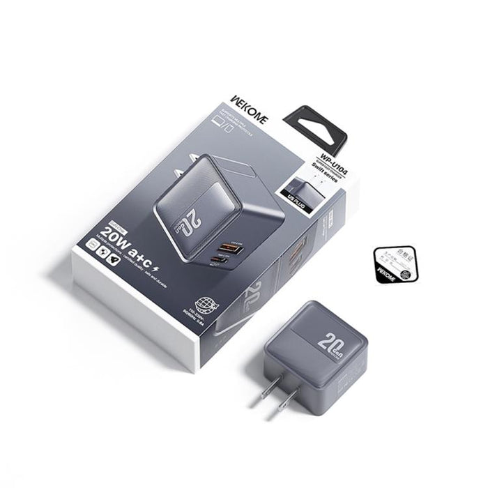 Cargador WK WP-U104 Swift de 20 W con puertos USB-C/Tipo-C y USB-A, US Plug, EU Plug, UK Plug